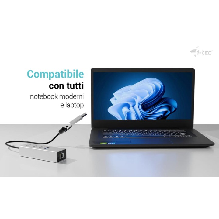 I-TEC Hub USB-C/USB-A con 3 puertos y red Ethernet 2,5