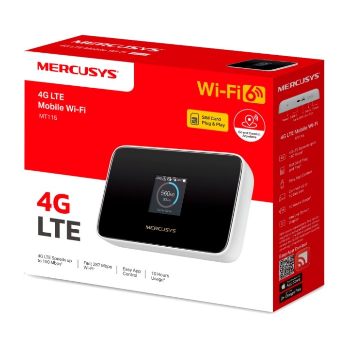 MERCUSYS Router wifi 6 portátil 4G LTE con batería MT115