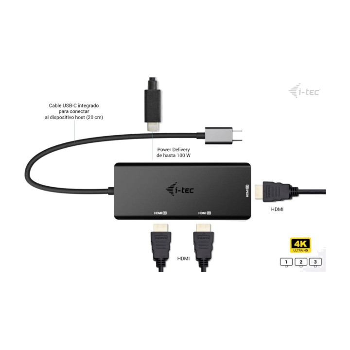 I-TEC Προσαρμογέας βίντεο USB-C σε τριπλό HDMI 4K με φόρτιση
