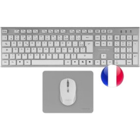 teclado francés inalámbrico de perfil bajo con ratón y alfombrilla zenith-3200dpi azerty-fr