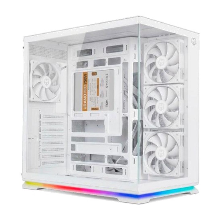 NOX ATX-Midi-Tower-Gaming-PC-Gehäuse mit gehärtetem Glas und
