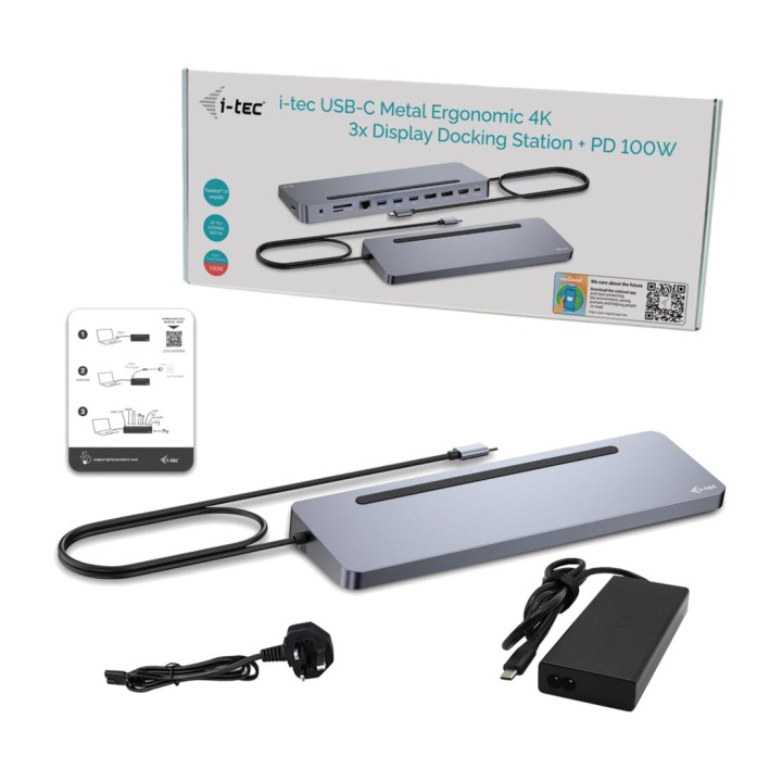 I-TEC Docking station USB-C ergonómica 12 en 1 para 3