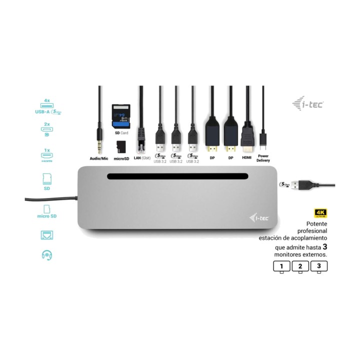 I-TEC Ergonomische 12-in-1-USB-C-Dockingstation für 3