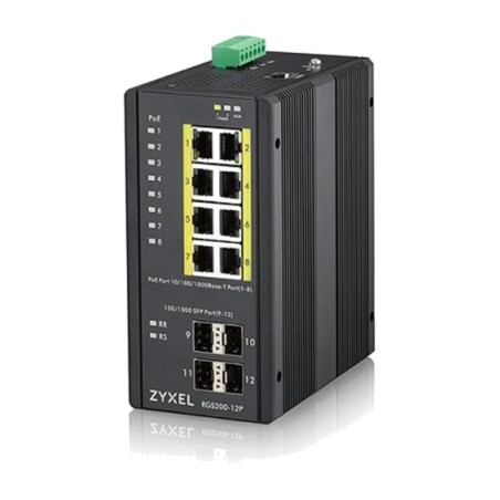 switch gestionado industrial de 8 puertos poe para carril din rgs200-12p 4x-sfp