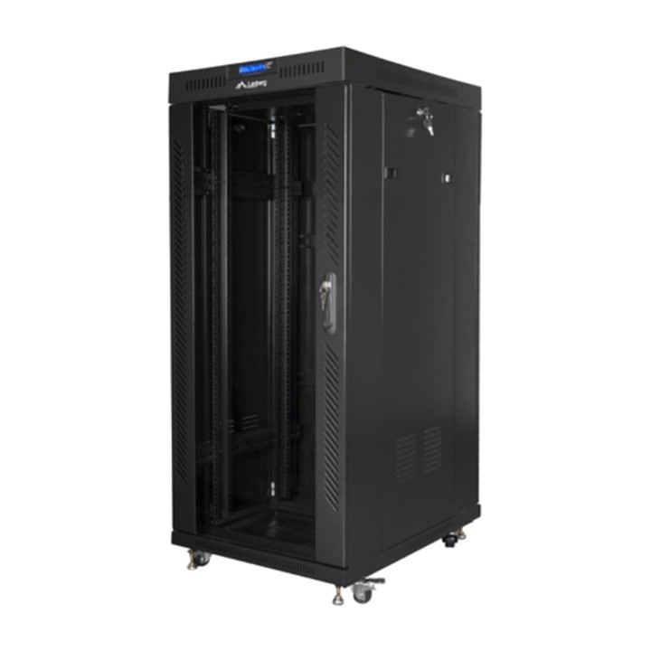 LANBERG Armoire rack au sol avec porte vitrée et écran LCD