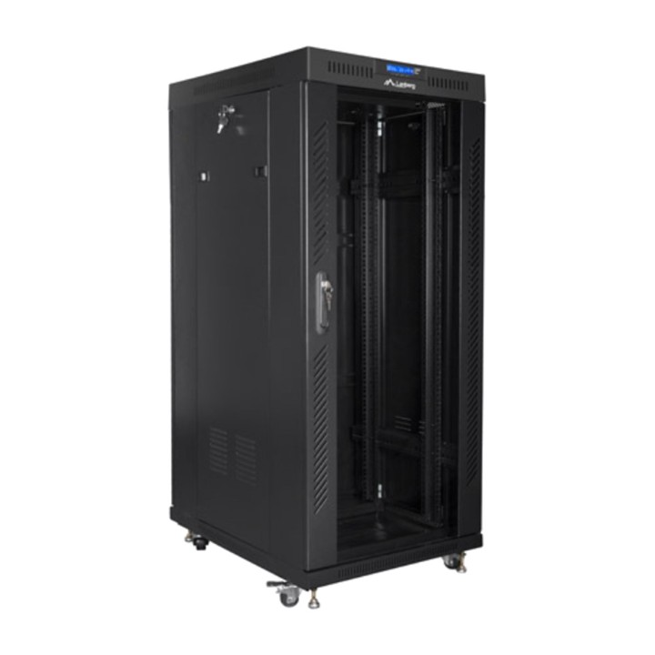 LANBERG Dulap rack de podea cu ușă de sticlă și ecran LCD