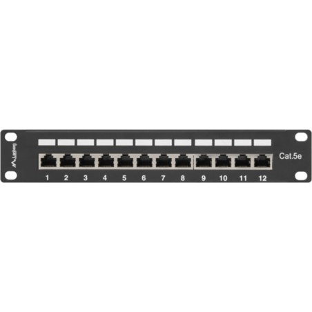 shielded 12-port patch panel for rack cabinet 10" 1u cat.5e ppf5-9012-b