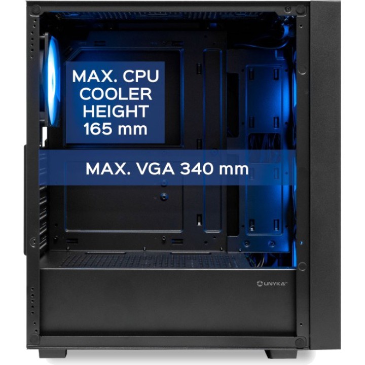 UNYKACH Compact mid-tower gaming PC case with mesh front