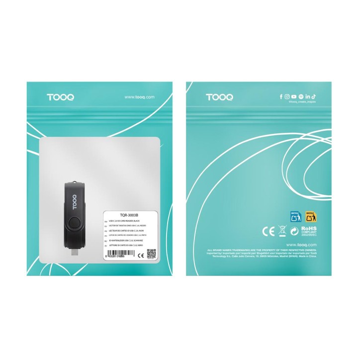 TOOQ Compact SD and microSD card reader with USB-A/C