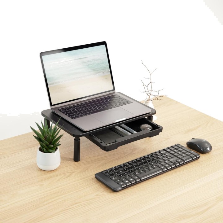 TOOQ Monitor riser with drawer and adjustable height TQMR087