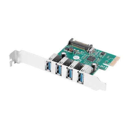 low-profile-pci-express-karte mit 4 usb-a-anschlüssen x1 3.1 gen1 5gbps pce-us3-004