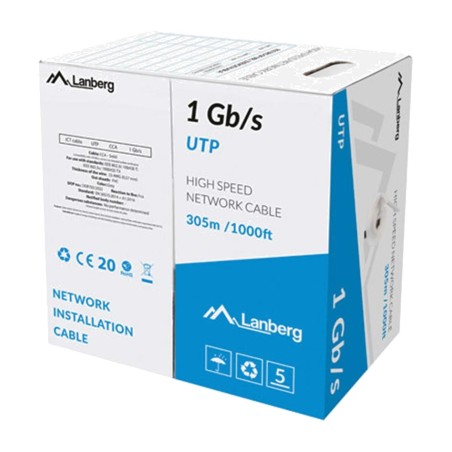 bobine de câble ethernet rigide pour installation cat6 u/utp cca awg23 305 m lcu6-10cc
