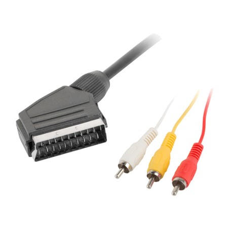 câble péritel vers 3 rca avec connecteurs mâles scart 180 cm ca-eurc-10cc-0018-bk