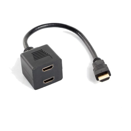 divisor de vídeo pasivo macho a dos hembras con cable hdmi-1x2 20 cm