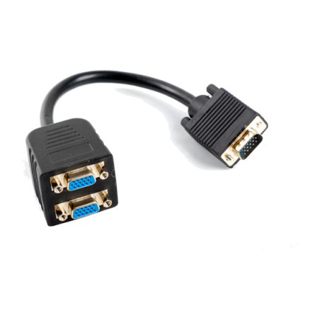 divisor de vídeo macho a dos hembras con cable vga-1x2 20 cm
