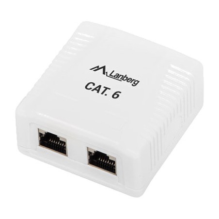 nástenná krabica s 2 tienenými ethernetovými zásuvkami rj45 cat.6 ftp os6-0002-w