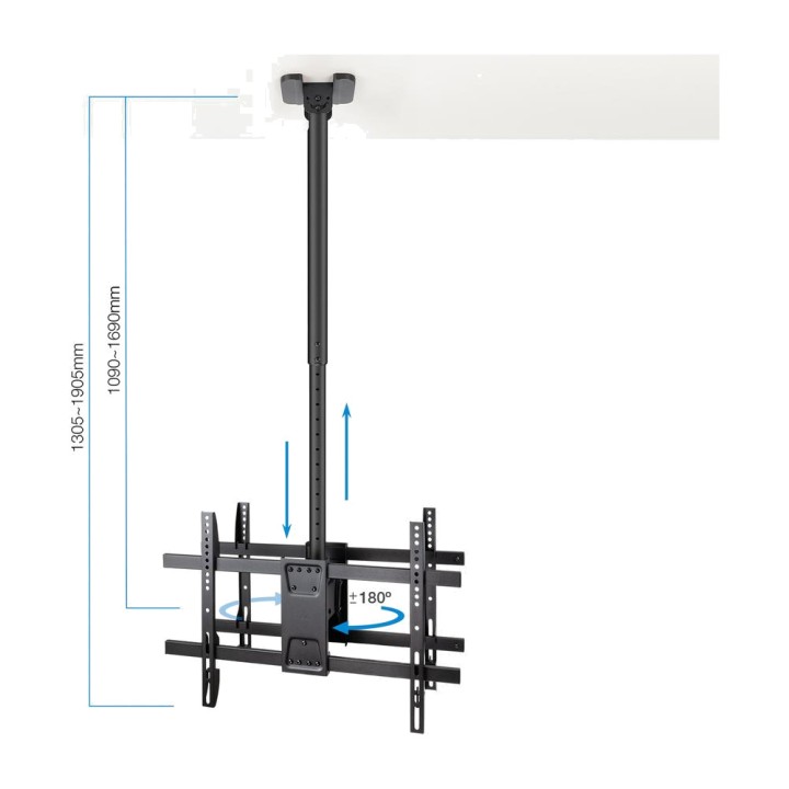 TOOQ Support de plafond extensible pour deux téléviseurs