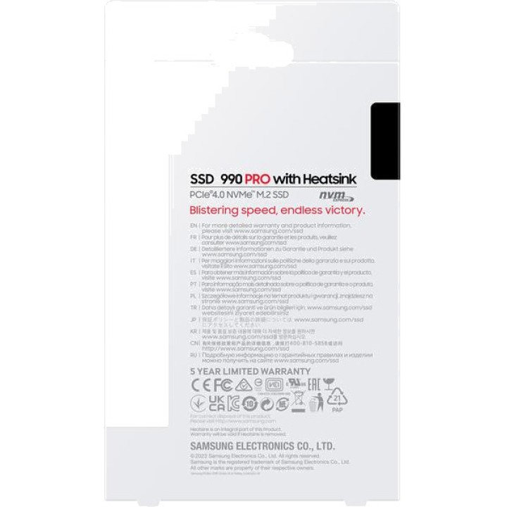 SAMSUNG SSD interno M.2 NVMe PCIe 4.0 con disipador 990-PRO-HEATSINK 2TB 7450MB/S DSP0000028625