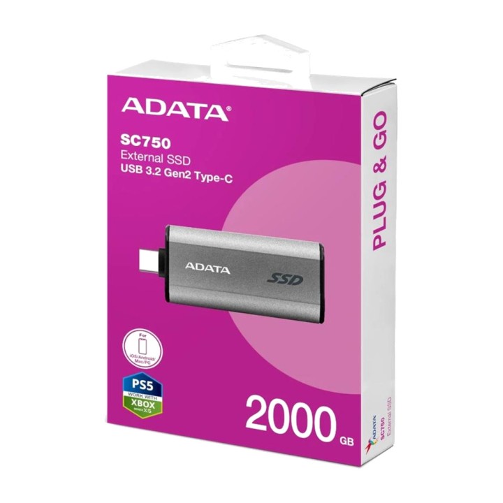 ADATA Přenosný externí SSD SC750 2TB-USB-C 3.2 GEN 2