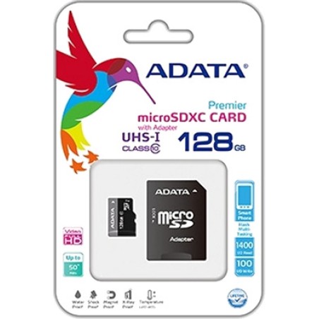 tarjeta de memoria microsdxc con adaptador sd premier-128gb uhs-i u1 a1