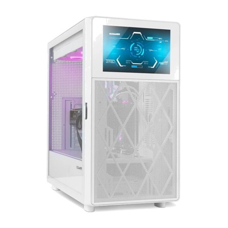 caja de ordenador gaming semitorre atx con cristal templado y pantalla lcd hummer-bios 8-pulgadas gpu-395mm