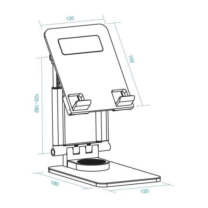 TOOQ Support de bureau pliable pour tablette et téléphone