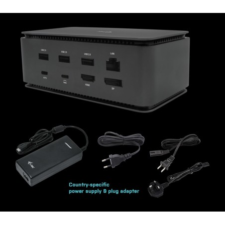 docking station usb4 con hdmi, displayport y cargador universal usb4dualdock100w 2x4k pd-80w