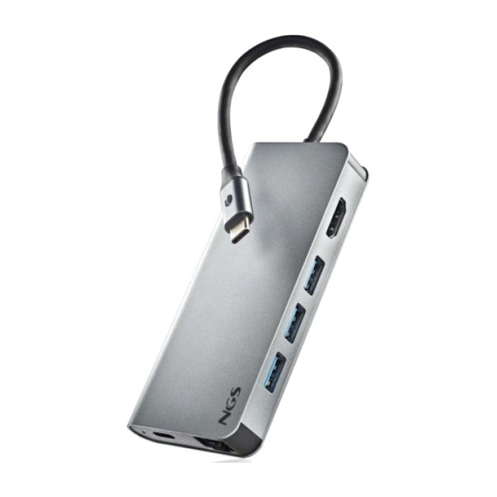 NGS Docking station USB-C 8 en 1 con HDMI, RJ45 y lector de