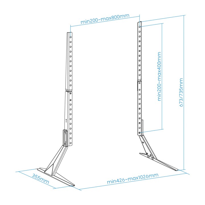 TOOQ Tischständer mit Standfuß für Fernseher DB2375F 23-75"