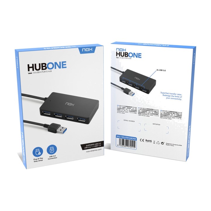 NOX 4-Port-USB-3.0-Hub LITE-HUB-ONE DSP0000006865