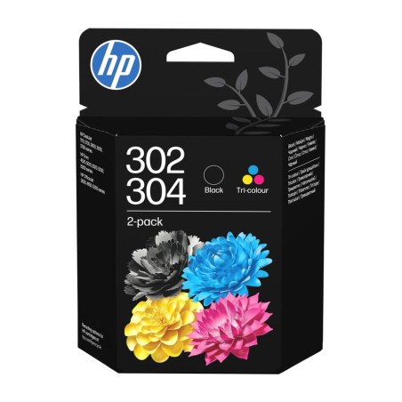 pack with original black and tri-color ink cartridges 302 304 2 uds