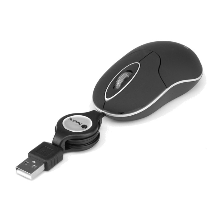 NGS Ratón óptico pequeño con cable retráctil USB SIN-1000DPI