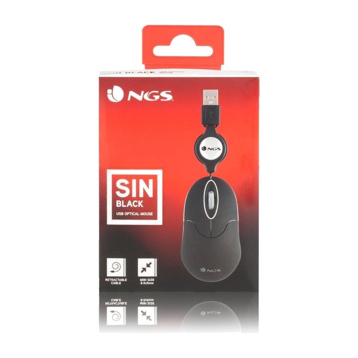 NGS Small optical mouse with retractable USB cable