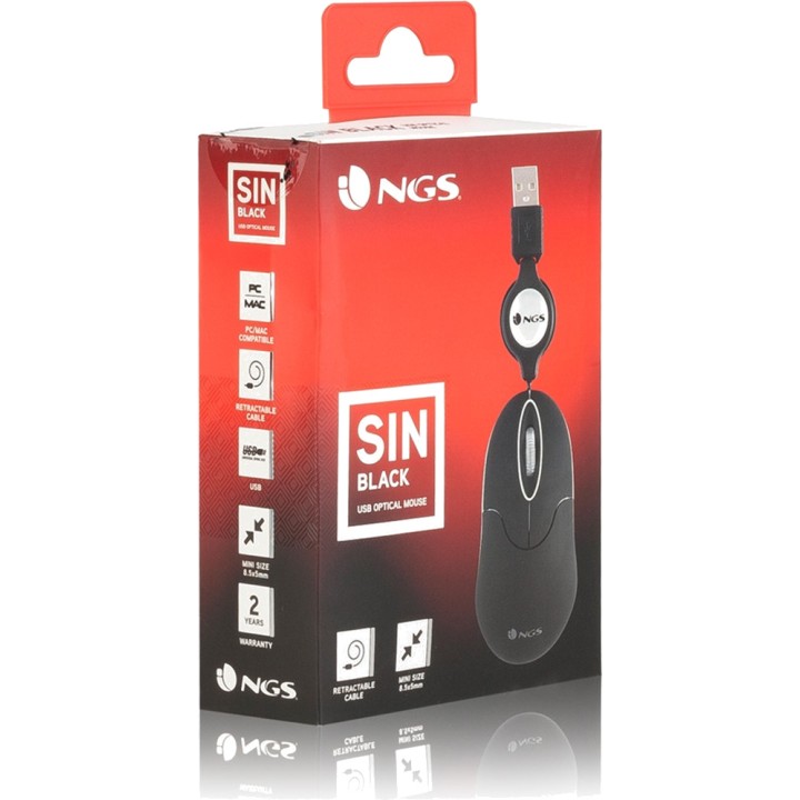NGS Small optical mouse with retractable USB cable