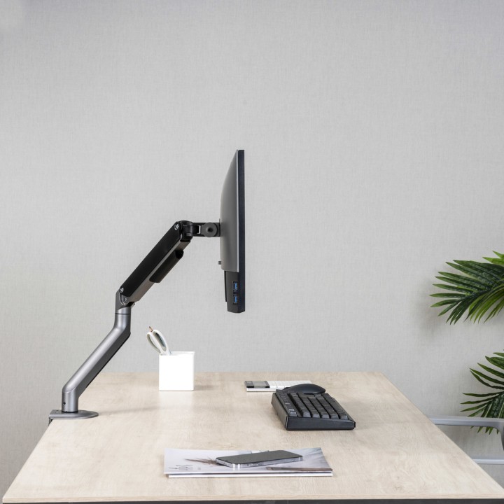 TOOQ Support pour moniteur avec bras à ressort et fixation