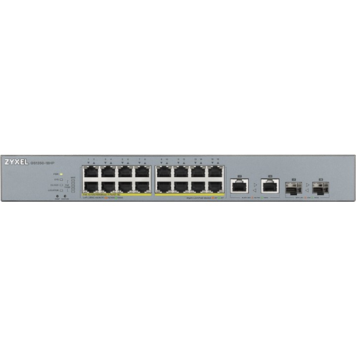 ZYXEL Switch gestionado de 16 puertos Gigabit PoE con 2 SFP