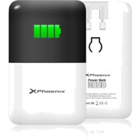 vægoplader med 2-i-1 powerbank til mobiltelefon 3000mah