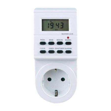 weekly digital programmable plug with holiday function 3600w 250v 16a 50hz ip20