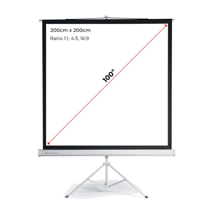 PHOENIX Tragbare Leinwand mit Stativ 112" 200X200CM 1:1
