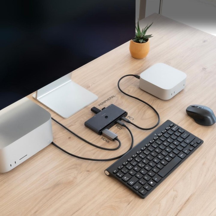 NANOCABLE KVM-Switch für zwei Computer mit HDMI, DisplayPort