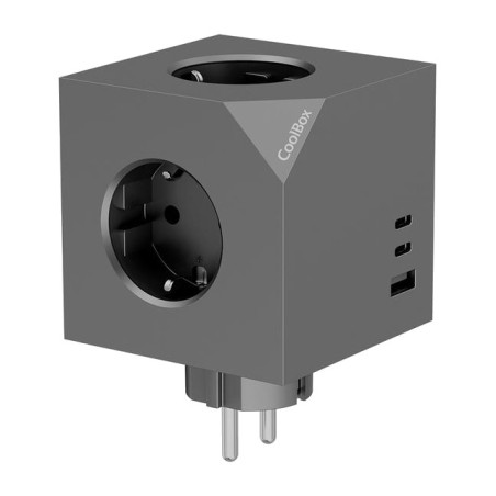 ścienna listwa wielogniazdowa z trzema gniazdami i portami usb cubik 3-schuko 2xusb-c 1xusb-a