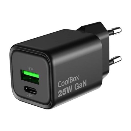 caricatore da parete gan con porte usb-a e usb-c 25w pd qc-3.0