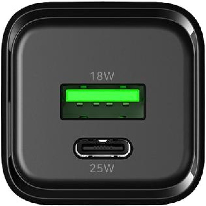 COOLBOX GaN fali töltő USB-A és USB-C portokkal 25W PD