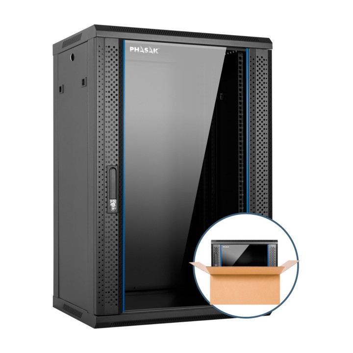PHASAK Armoire rack murale montée 19" 18U 600X450MM PRO