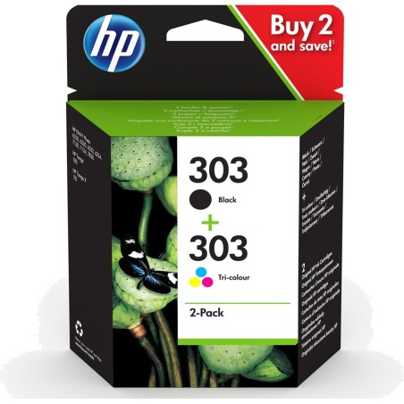 pack mit originalen schwarzen und dreifarbigen tintenpatronen 303 2 uds