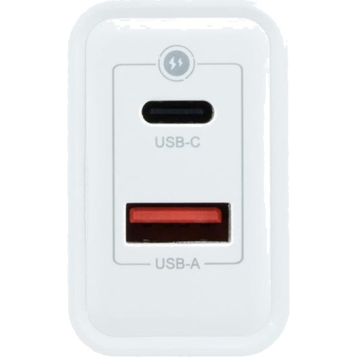 COOLBOX GaN-vægoplader med USB-A- og USB-C-porte 45W PD