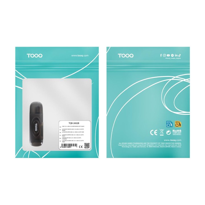 TOOQ Lecteur de cartes SD et microSD avec connecteur USB-A