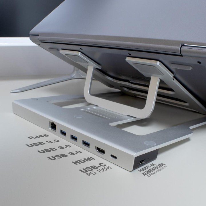 COOLBOX Laptopständer mit USB-C-Dock ATRILDOCK-RJ45 HDMI-4K