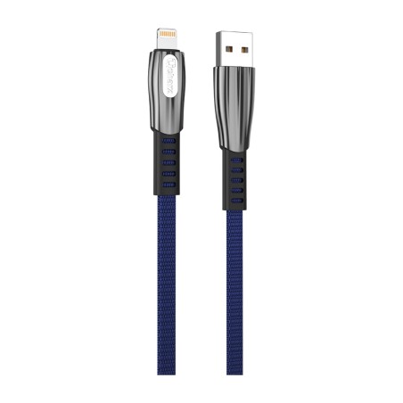 plochý nabíjací a dátový kábel so zinkovými konektormi pre mobil florence-1m usb-a/lightning 3a