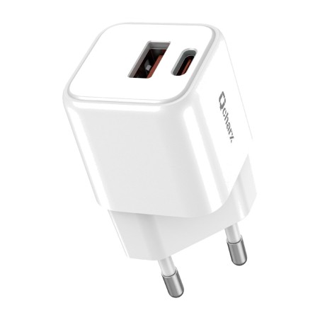 kompaktes schnelllade-wandladegerät mit usb-typ-a- und typ-c-anschlüssen zeus 20w